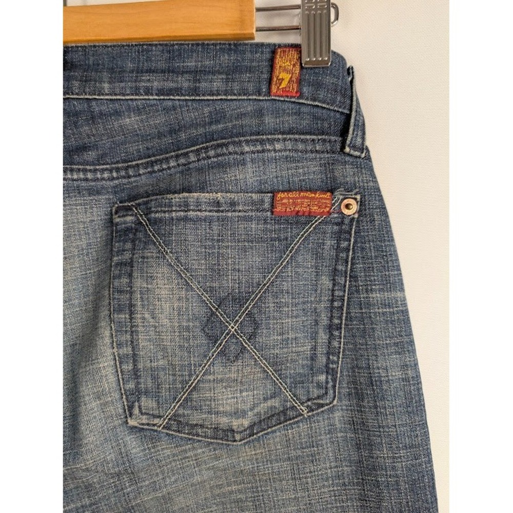 7 For All Mankind Dojo Flare Jeans Womens 27 (Fits 30x30) Low Rise Wide Leg Y2K - Picture 10 of 11